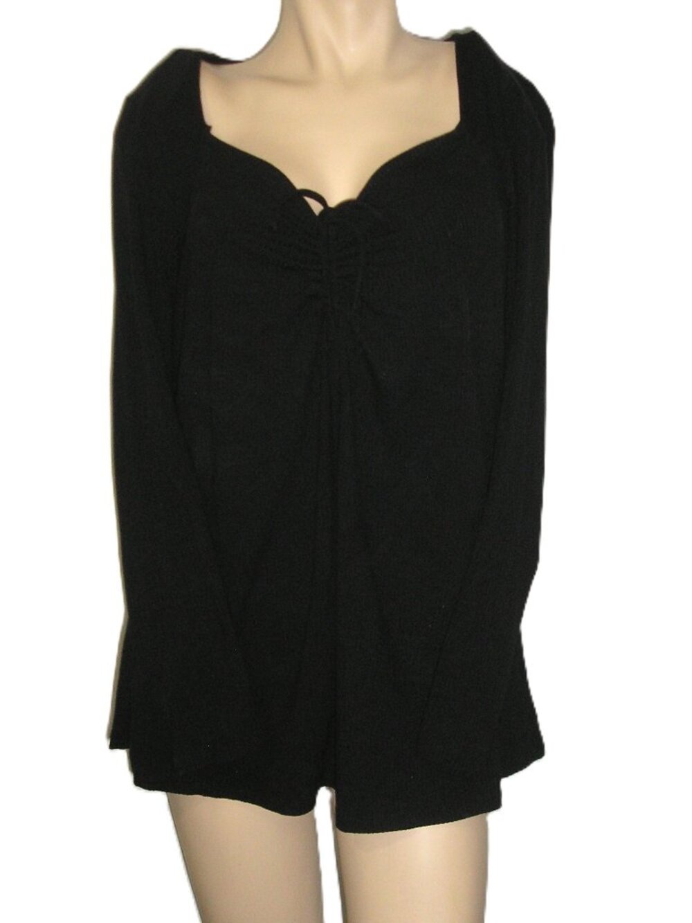 Torrid Tied Gathered Chest Detail Black Ribbed Top, Size 4 / 4X